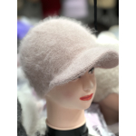 Шапка-кепка з козирком ангорова , з подвійною вʼязкою 