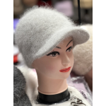 Шапка-кепка з козирком ангорова , з подвійною вʼязкою 