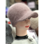 Шапка-кепка з козирком ангорова , з подвійною вʼязкою 