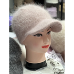 Шапка-кепка з козирком ангорова , з подвійною вʼязкою 