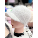 Шапка-кепка з козирком ангорова , з подвійною вʼязкою 